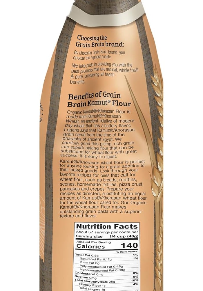 Grain Brain Organic White Kamut Flour - 5 lb Khorosan Wheat All Purpose Flour - Image 2